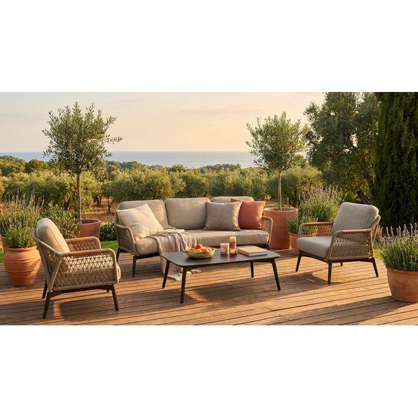 Svetlo rjav kovinski vrtni fotelj Eulero – Bizzotto-image-1