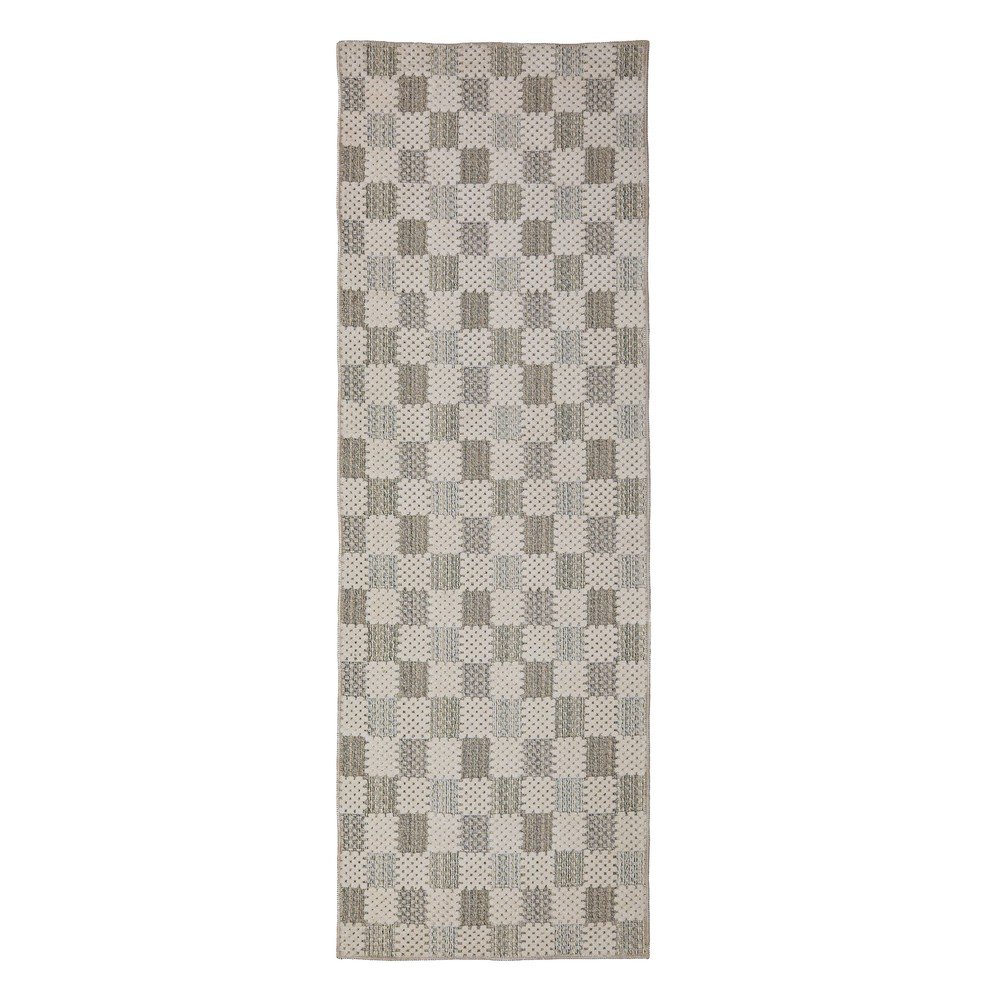Pralen tekač iz mešanice bombaža Muted Checkerboard
