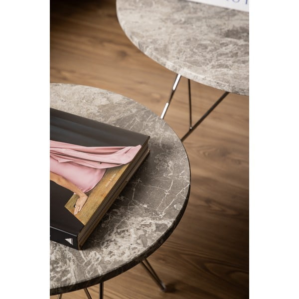 Marmorna okrogla stranska mizica ø 55 cm Prunus – Actona-image-3
