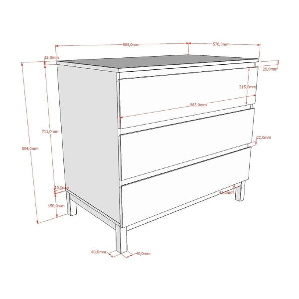 Bela otroška komoda 99x89x57 cm Eva – Vipack-image-2