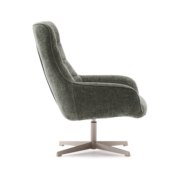 Prašno zelen vrtljiv fotelj iz šenilje Teryl – Kave Home-image-2