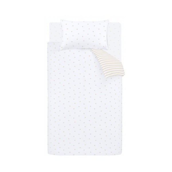 Bela/bež enojna bombažna otroška posteljnina 135x200 cm Mini Star & Stripes – Bianca