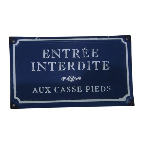 Modri kovinski znak Antic Line Entreé Interdite