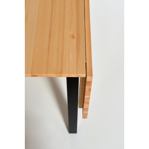 Raztegljiva jedilna miza iz borovega lesa s črno konstrukcijo Bonami Essentials Brisbane, 120 (200) x 70 cm-image-3