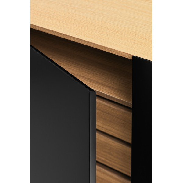 Črna nizka komoda v hrastovem dekorju 110x85 cm Arista – Teulat-image-2