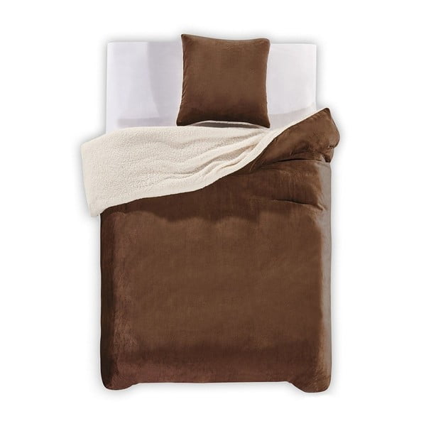 Rjava posteljnina za zakonsko posteljo iz mikrovlaken 200x200 cm Teddy - AmeliaHome
