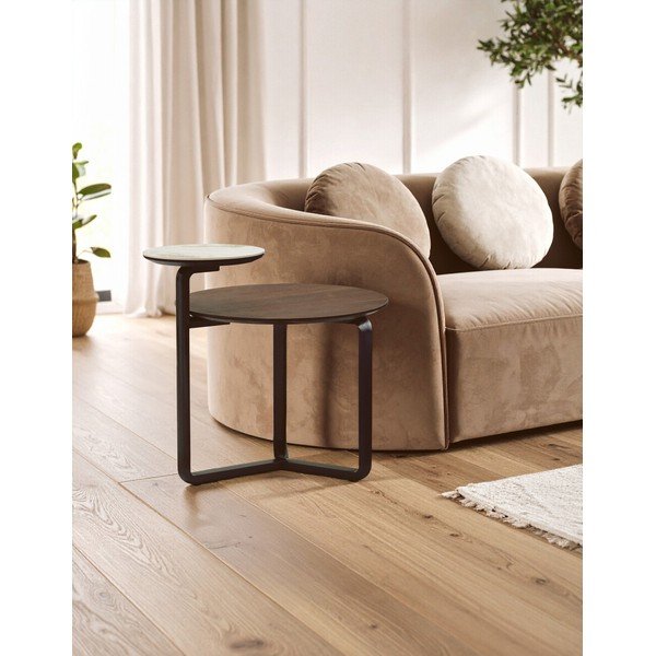 Rjava okrogla klubska mizica iz masivnega evkaliptusa 55x67 cm Imperia – Premier Housewares-image-1