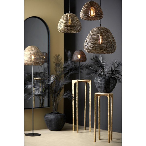 Mat črna/bronasta stoječa svetilka s kovinskim senčilom (višina 162 cm) Finou – Light & Living-image-1