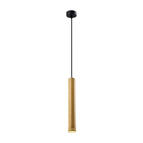 Črna viseča svetilka z lesenim senčnikom ø 7 cm Tubo – Candellux Lighting