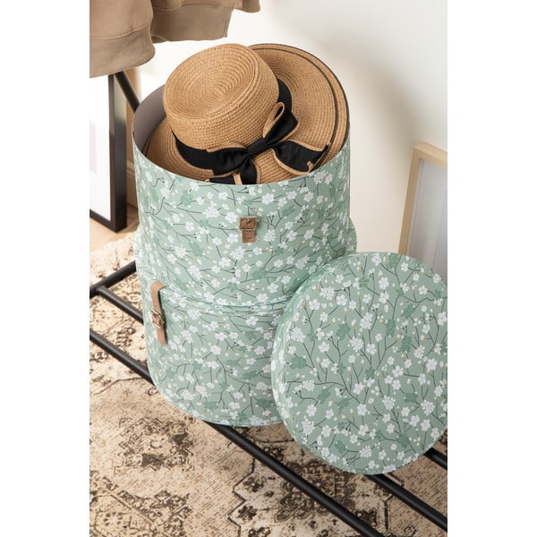 Svetlo zelene kartonaste škatle za shranjevanje v kompletu 2 ks s pokrovom ø 37,5x25,5 cm Rut Paper Laminate – Bigso-image-3