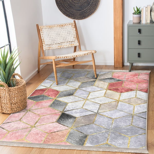 Rožnata/siva pralna preproga 160x230 cm – Mila Home-image-2