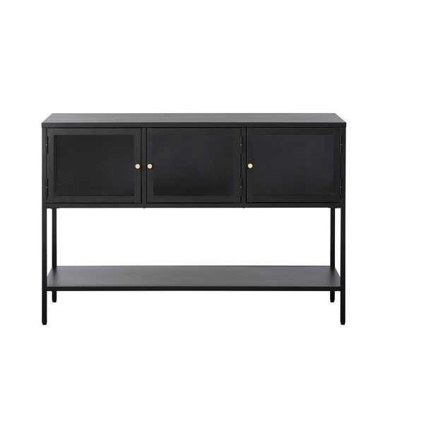 Črna kovinska vitrina 132x88 cm Carmel – Unique Furniture-image-3