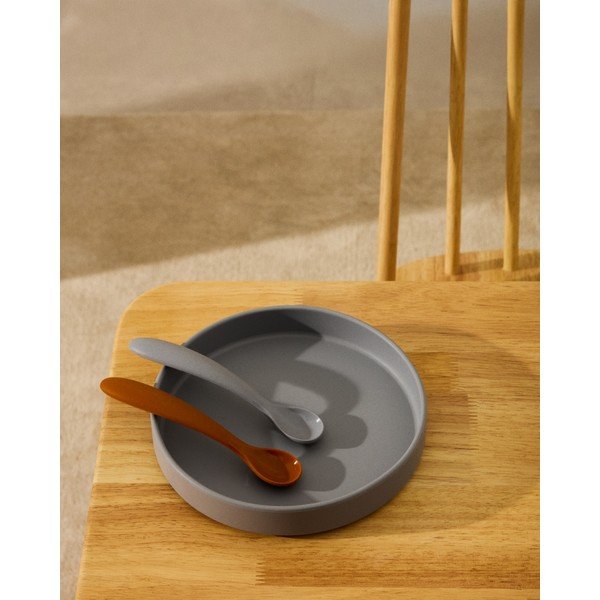 Svetlo modre/oranžne plastične/silikonske otroške žličke v kompletu 2 ks Lili – Kave Home-image-1