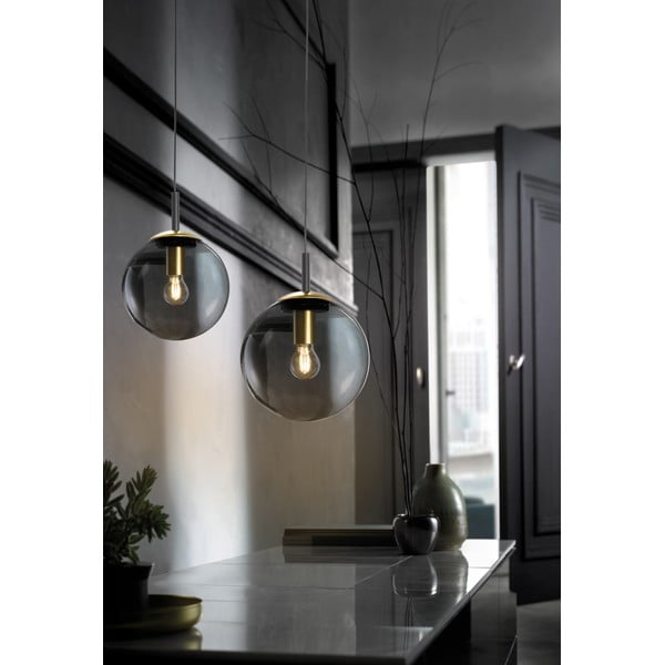 Črna viseča svetilka s steklenim senčilom Dini – Fischer & Honsel-image-2