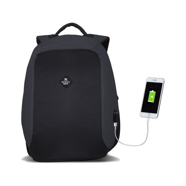 Temno sivo-črn nahrbtnik z USB priključkom My Valice SECRET Smart Bag-image-4