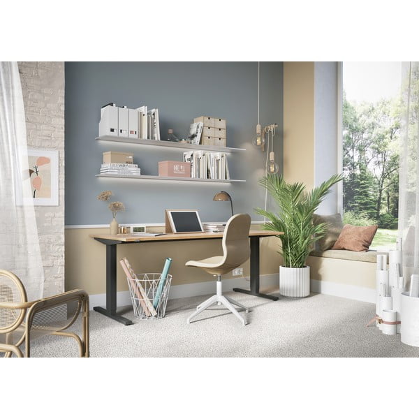 Električna dvižna pisalna miza z mizno ploščo v hrastovem dekorju 80x180 cm Lissabon – Germania-image-1