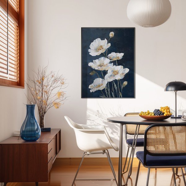 Tiskana slika z okvirjem 60x80 cm White Poppies – Styler-image-1