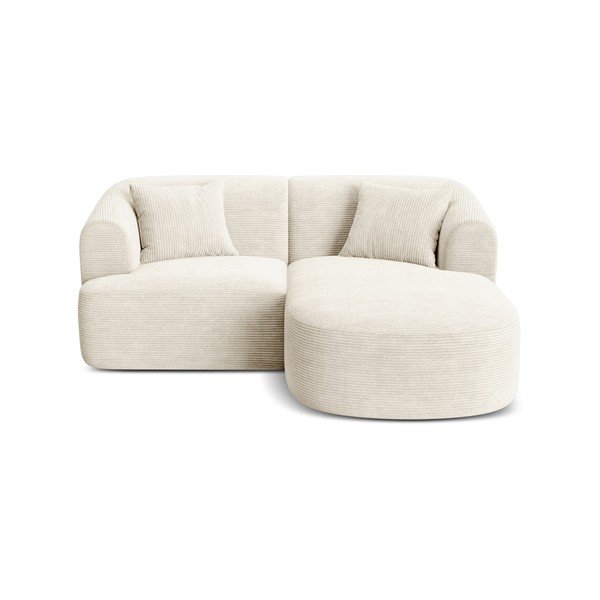 Bež kotna sedežna garnitura iz rebrastega žameta (desni kot/z ležalnikom) Campi – Cosmopolitan Design