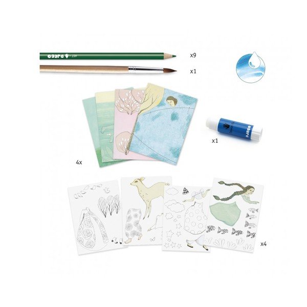 Likovni set z akvarelnimi barvicami Djeco Atelier Nature-image-1