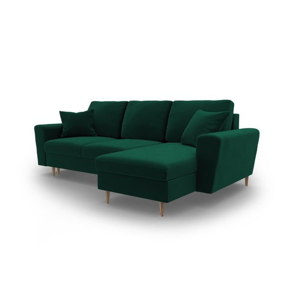 Zelena žametna raztegljiva kotna sedežna garnitura s prostorom za shranjevanje Kyoto – Cosmopolitan Design-image-4