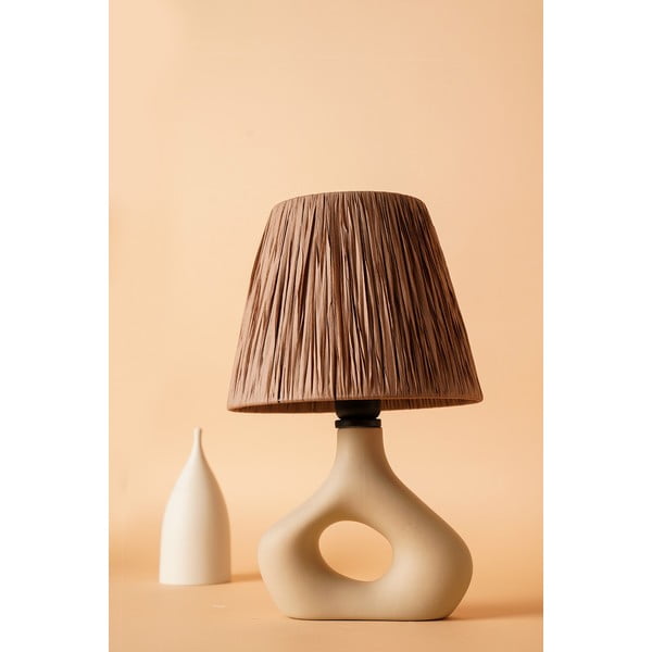 Bež namizna svetilka s senčilom iz papirnatega prepleta (višina 40 cm) Serin – Opviq lights-image-1