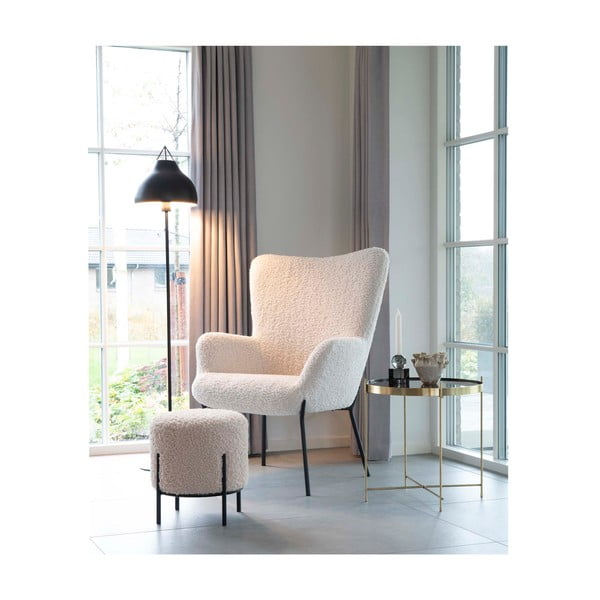 Kremno bel tabure iz umetnega krzna Alford – House Nordic-image-1