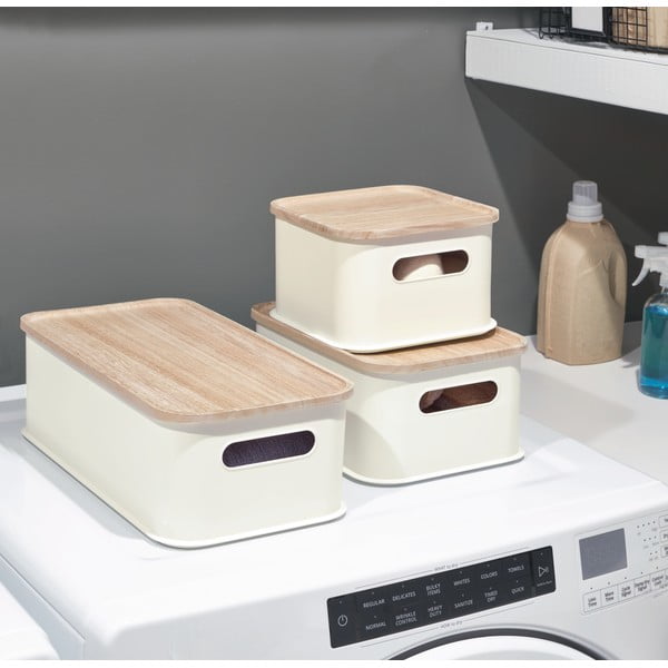 Bela škatla za shranjevanje s pokrovom iz pavlovnije iDesign Eco Handled, 21,3 x 43 cm-image-1