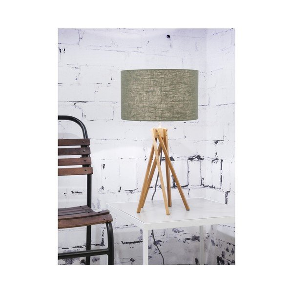 Namizna svetilka z zelenim senčnikom in bambusovo strukturo Good&Mojo Kilimanjaro-image-1