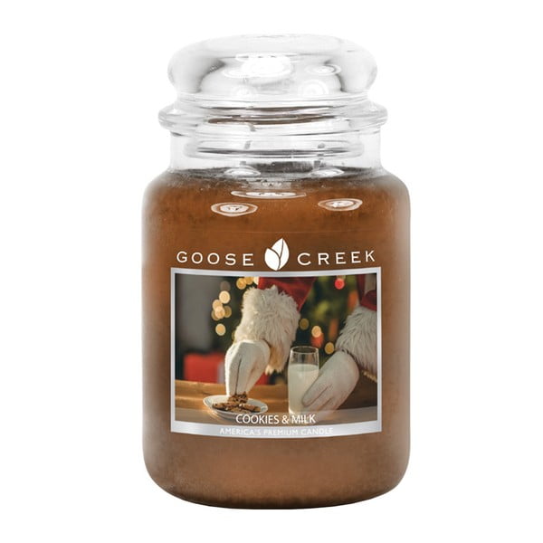 Dišeča sveča v steklenem kozarcu Goose Creek Piškotki in mleko, čas gorenja 150 ur