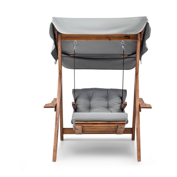 Siva vrtna gugalnica iz masivnega lesa Galata – Floriane Garden-image-2