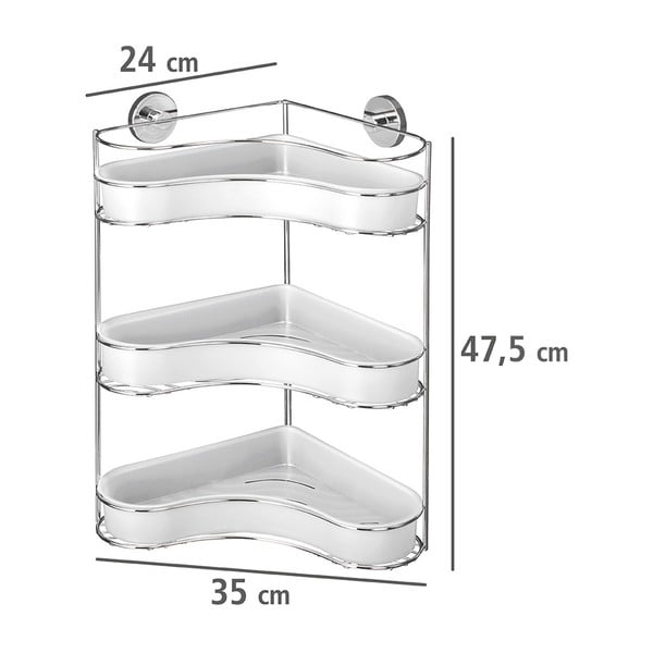 Kotna košara za tuš s tremi policami Wenko Vacuum-Loc, nosilnost do 33 kg -image-4