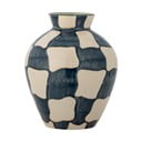 Modro-kremno bela steklena ročno poslikana vaza (višina 24 cm) Check – Bloomingville