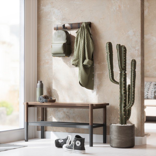 Temno rjav stenski obešalnik iz masivnega topola Flip – Umbra-image-1