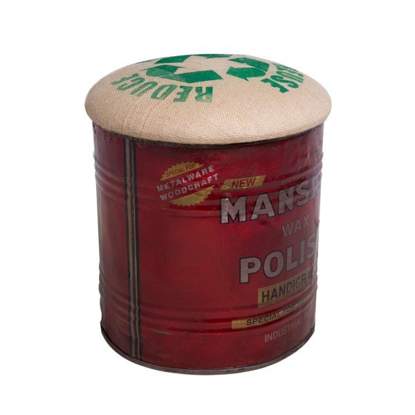 Rdeč puf z zelenim napisom Mauro Ferretti Handicraft-image-1