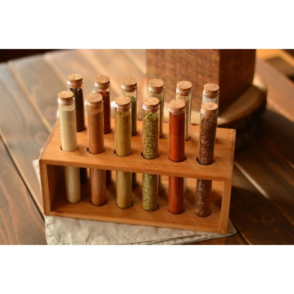 Posodice za začimbe v kompletu 12 ks s stojalom Vanilla – Bambum-image-1