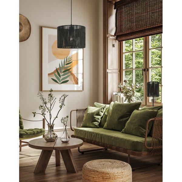 Črna namizna svetilka s senčilom iz trstike (višina 48 cm) Foresto – GTV-image-3