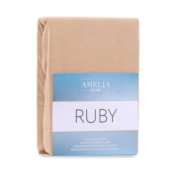 Svetlo rjava napenjalna rjuha iz frotirja 120x200 cm Ruby – AmeliaHome-image-2