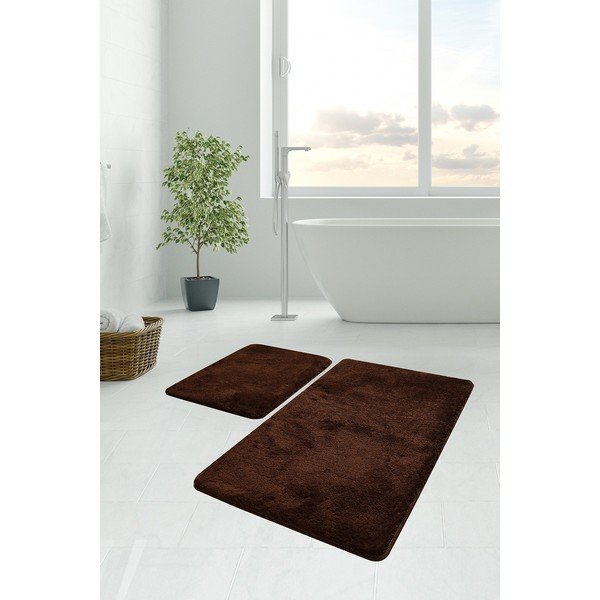 Temno rjave kopalniške preproge v kompletu 2 ks 60x100 cm Havai – Foutastic-image-1