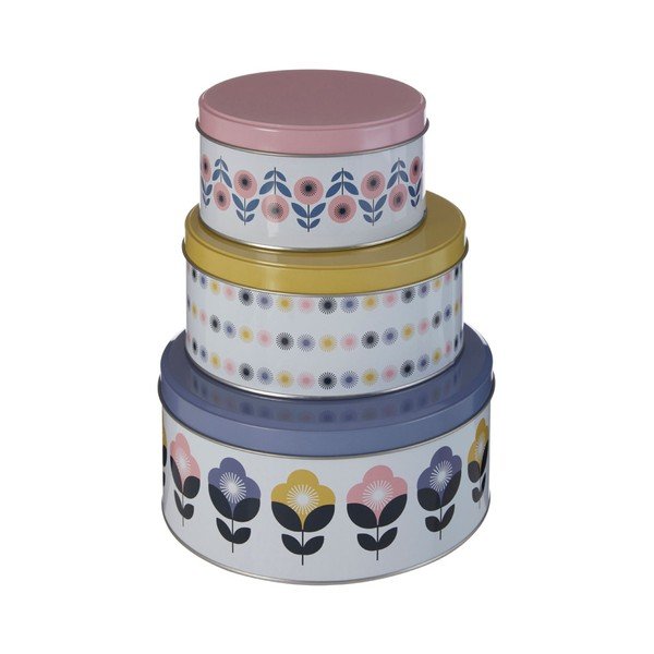 Dekorativne kovinske škatle za shranjevanje s pokrovom v kompletu 3 ks Joni – Premier Housewares-image-1