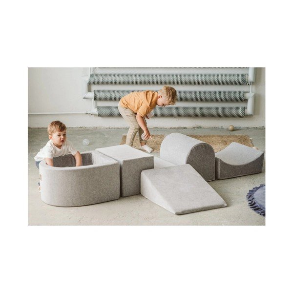 Rjavo otroško igrišče iz pene iz rebrastega žameta 5 ks višina 30 cm 250x45 cm Montessori – Meowbaby-image-1