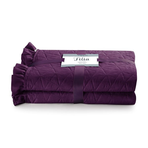 Vijolično pregrinjalo za posteljo AmeliaHome Tilia Plum, 220 x 240 cm-image-2