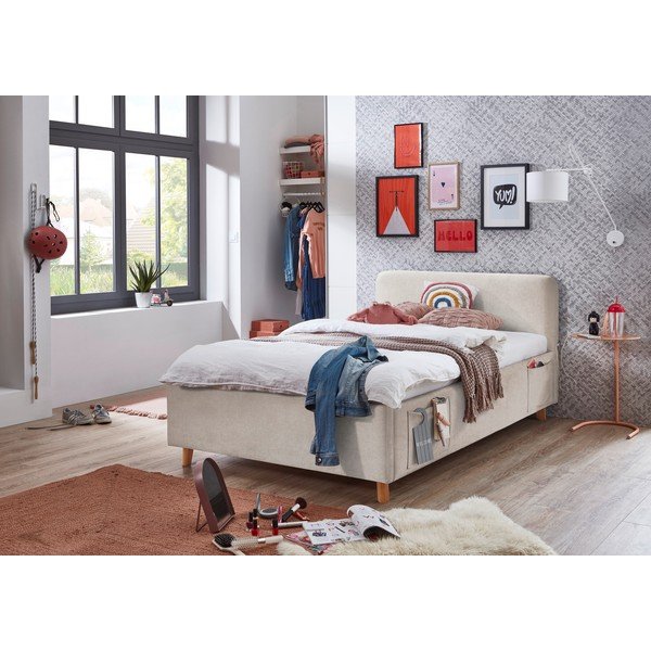 Bež otroška postelja s prostorom za shranjevanje z letvenim dnom 140x200 cm Cosy – Meise Möbel-image-1