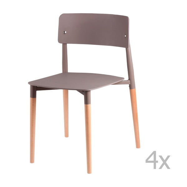 Komplet 4 sivih jedilnih stolov z lesenimi nogami sømcasa Claire