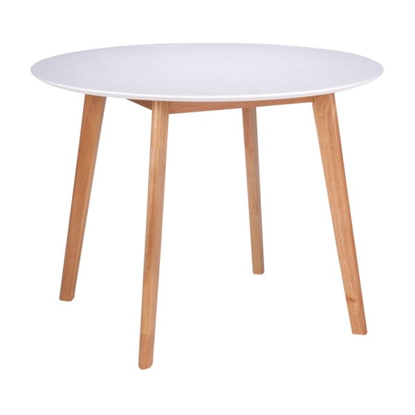 Bela jedilna miza z nogami iz gumijastega lesa Marta, ⌀ 100 cm