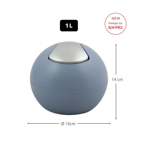 Svetlo moder plastičen koš za smeti 1 l Bowl Matt – Spirella-image-2