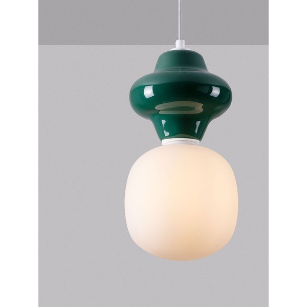 Bela/modrozelena keramična viseča svetilka s steklenim senčilom ø 18 cm Clio – Nova Luce-image-1