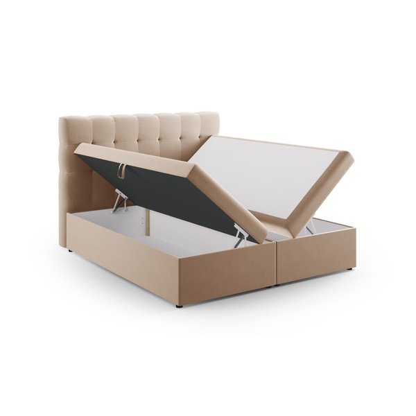 Svetlo rjava boxspring postelja s prostorom za shranjevanje 180x200 cm Bali – Cosmopolitan Design-image-4
