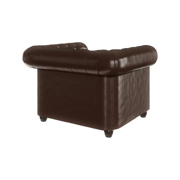 Temno rjav fotelj iz imitacije usnja York – Ropez-image-2