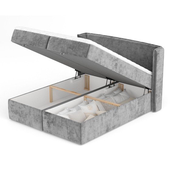 Siva boxspring postelja s prostorom za shranjevanje 180x200 cm Passion – Maison de Rêve-image-3
