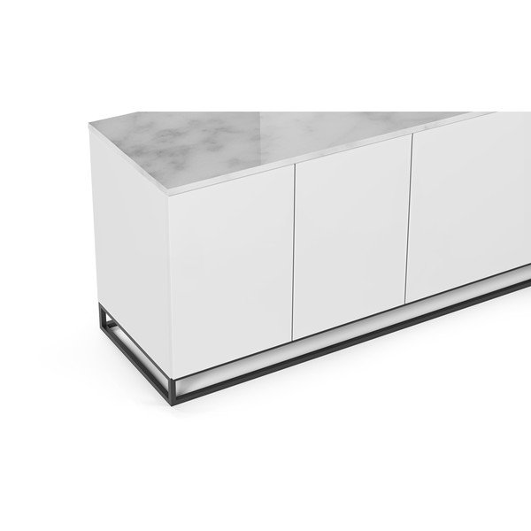 Mat bela TV mizica z belo ploščo v marmornatem dekorju TemaHome Join, 200 x 65 cm-image-3
